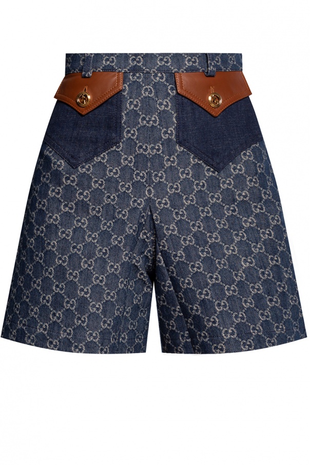 Gucci Kids Karierte Shorts mit Gürtel Blau - SchaferandweinerShops